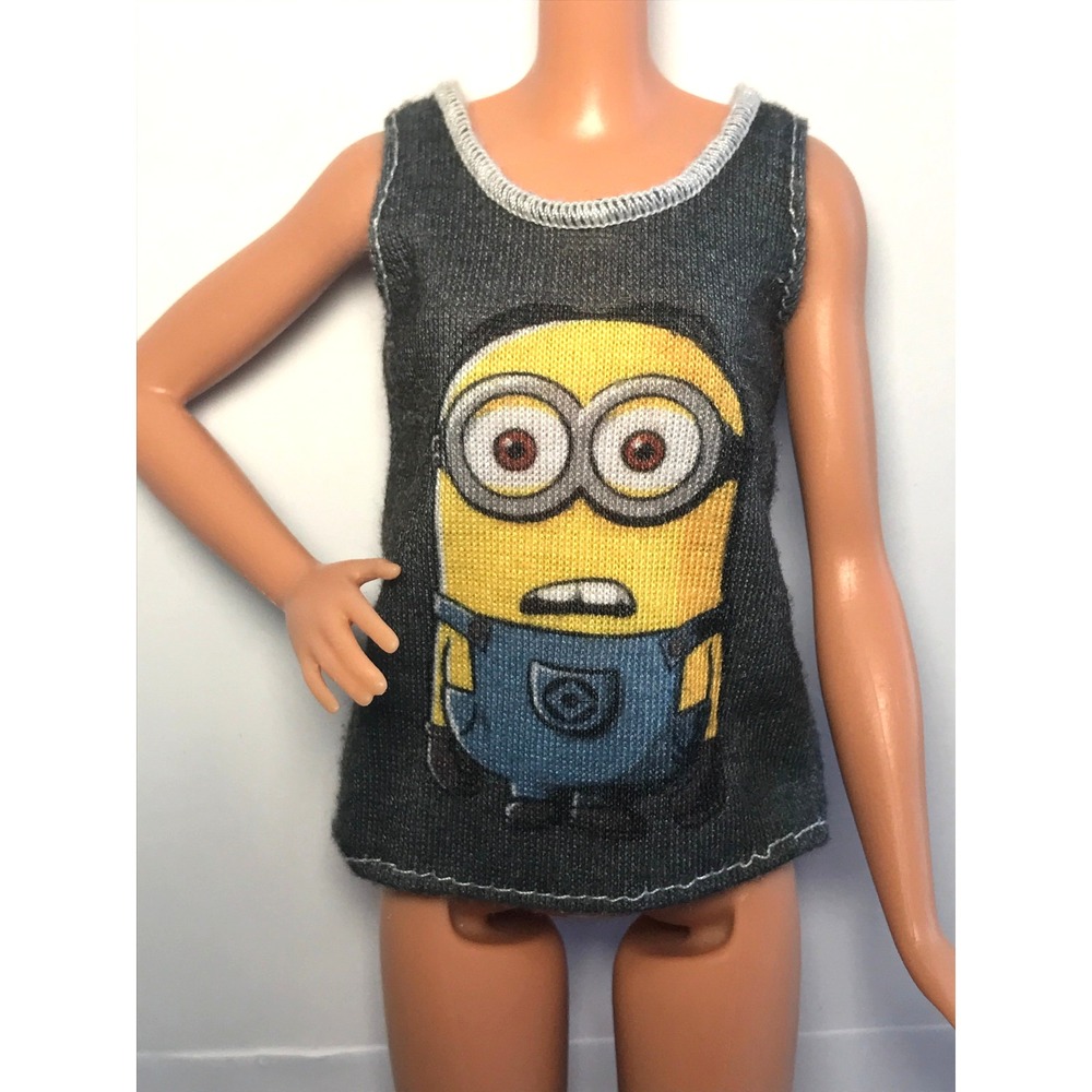 Barbie Doll Clothing Despicable Me Minions "Bob" Graphic Gray Tank Top Shirt